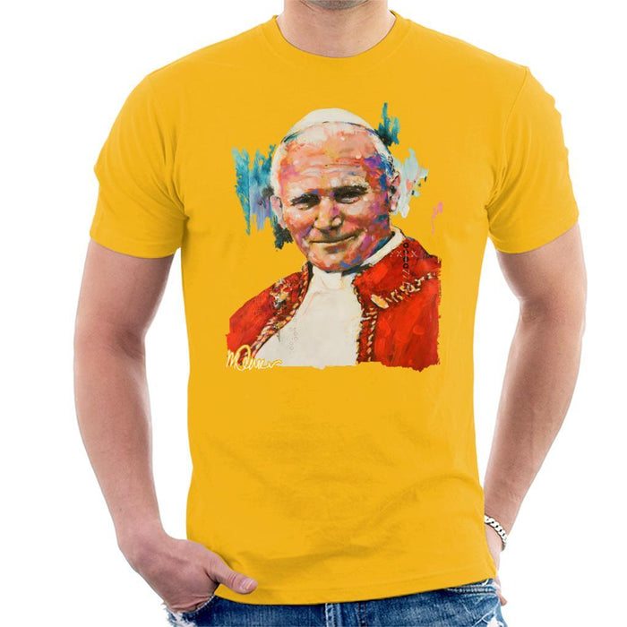 Sidney Maurer Original Portrait Of Pope John Paul II Mens T-Shirt - Small / Gold - Mens T-Shirt