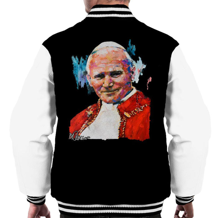 Sidney Maurer Original Portrait Of Pope John Paul II Mens Varsity Jacket - Mens Varsity Jacket