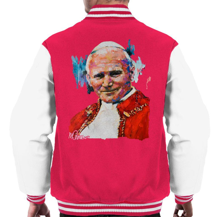 Sidney Maurer Original Portrait Of Pope John Paul II Mens Varsity Jacket - Mens Varsity Jacket