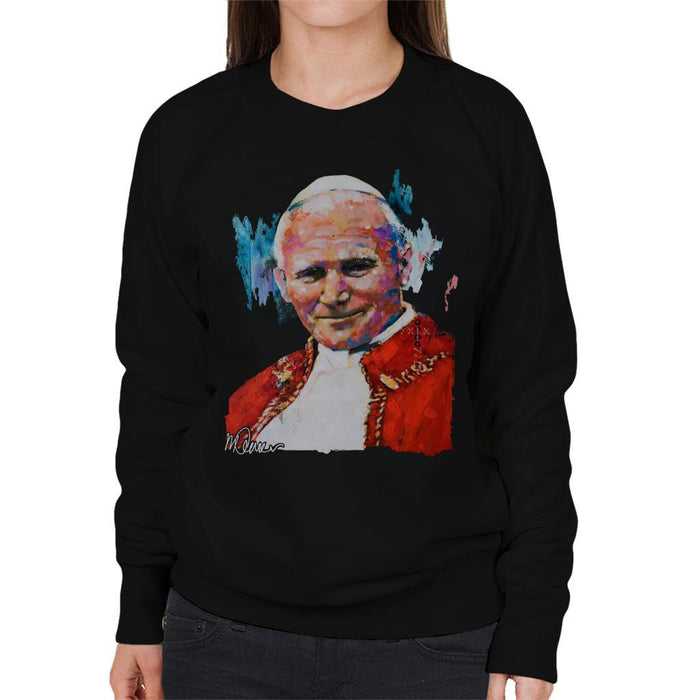 Sidney Maurer Original Portrait Of Pope John Paul II Womens Sweatshirt - Womens Sweatshirt