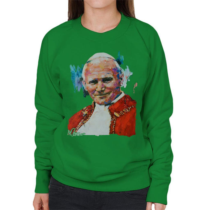 Sidney Maurer Original Portrait Of Pope John Paul II Womens Sweatshirt - Womens Sweatshirt