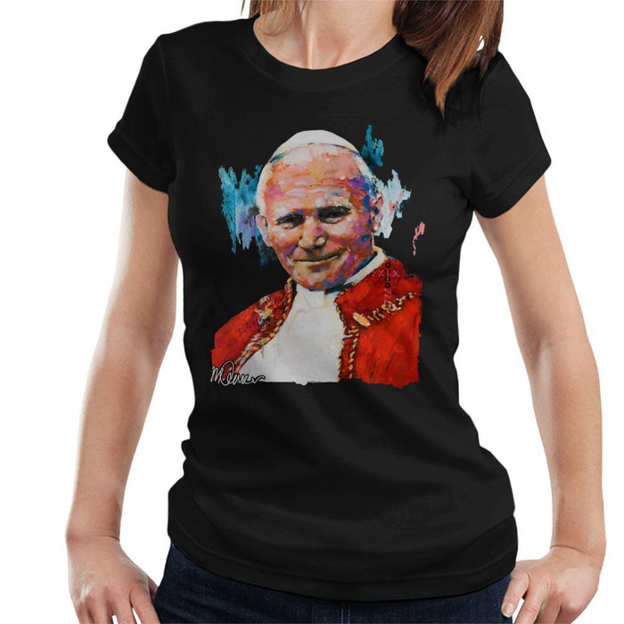 Sidney Maurer Original Portrait Of Pope John Paul II Womens T-Shirt - Womens T-Shirt