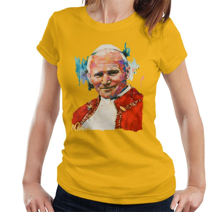 Sidney Maurer Original Portrait Of Pope John Paul II Womens T-Shirt - Womens T-Shirt