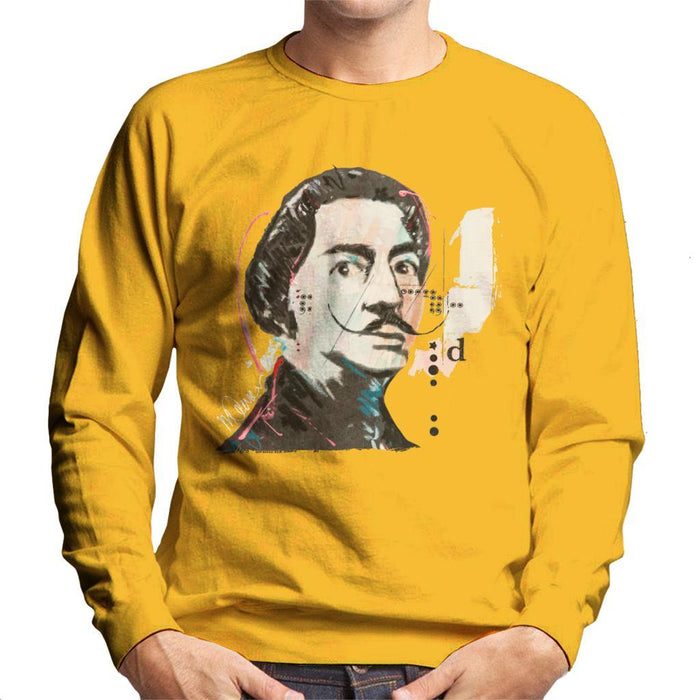Sidney Maurer Original Portrait Of Salvador Dali Mens Sweatshirt - Small / Gold - Mens Sweatshirt