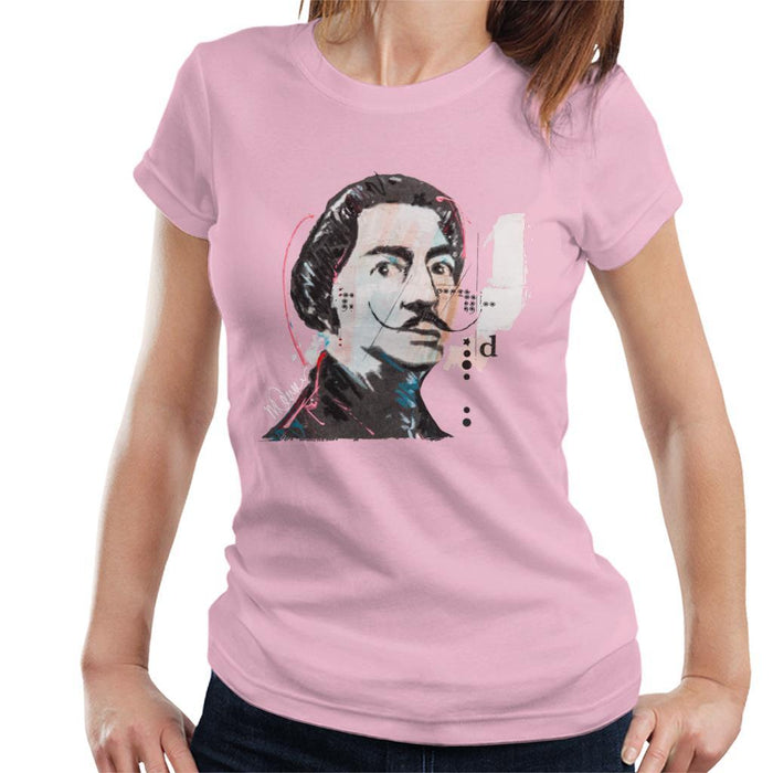 Sidney Maurer Original Portrait Of Salvador Dali Womens T-Shirt - Small / Light Pink - Womens T-Shirt
