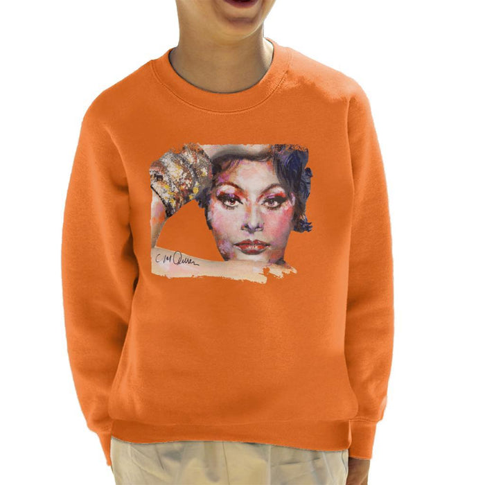 Sidney Maurer Original Portrait Of Sophia Loren Kids Sweatshirt - Kids Boys Sweatshirt