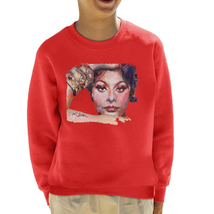 Sidney Maurer Original Portrait Of Sophia Loren Kids Sweatshirt - Kids Boys Sweatshirt