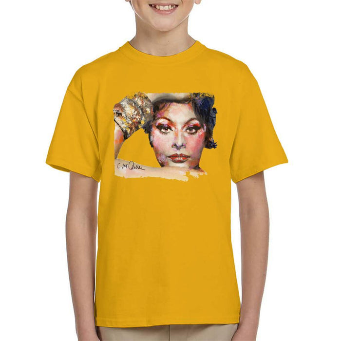 Sidney Maurer Original Portrait Of Sophia Loren Kids T-Shirt - Kids Boys T-Shirt