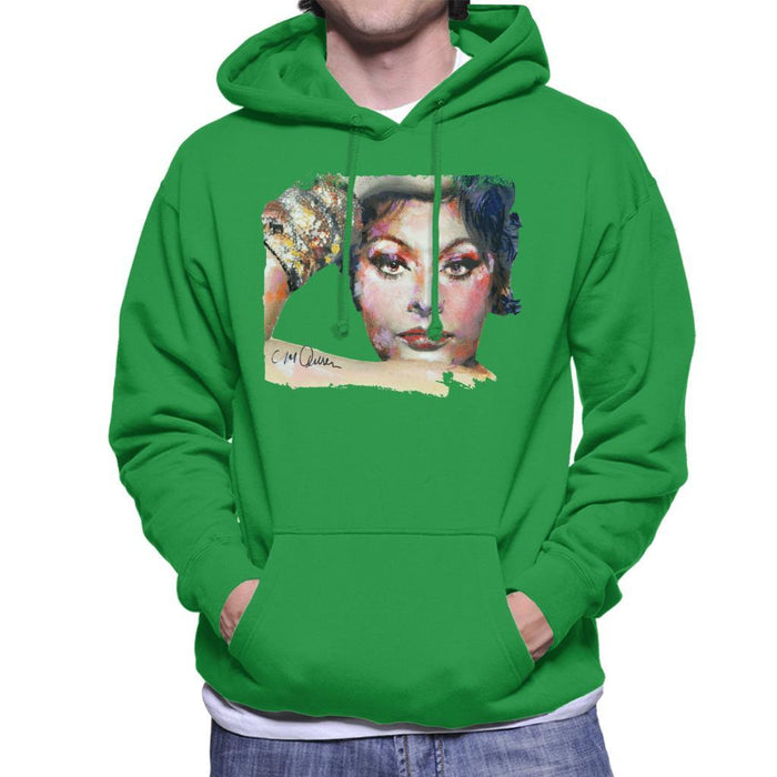 Sidney Maurer Original Portrait Of Sophia Loren Mens Hooded Sweatshirt - Mens Hooded Sweatshirt