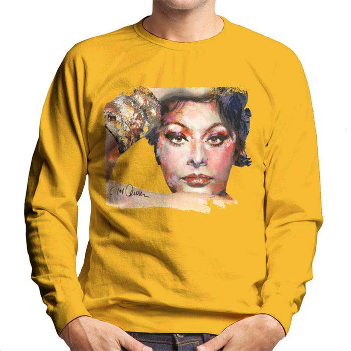 Sidney Maurer Original Portrait Of Sophia Loren Mens Sweatshirt - Small / Gold - Mens Sweatshirt
