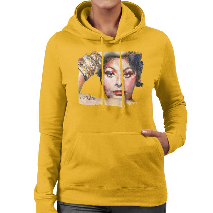 Sidney Maurer Original Portrait Of Sophia Loren Womens Hooded Sweatshirt - Womens Hooded Sweatshirt