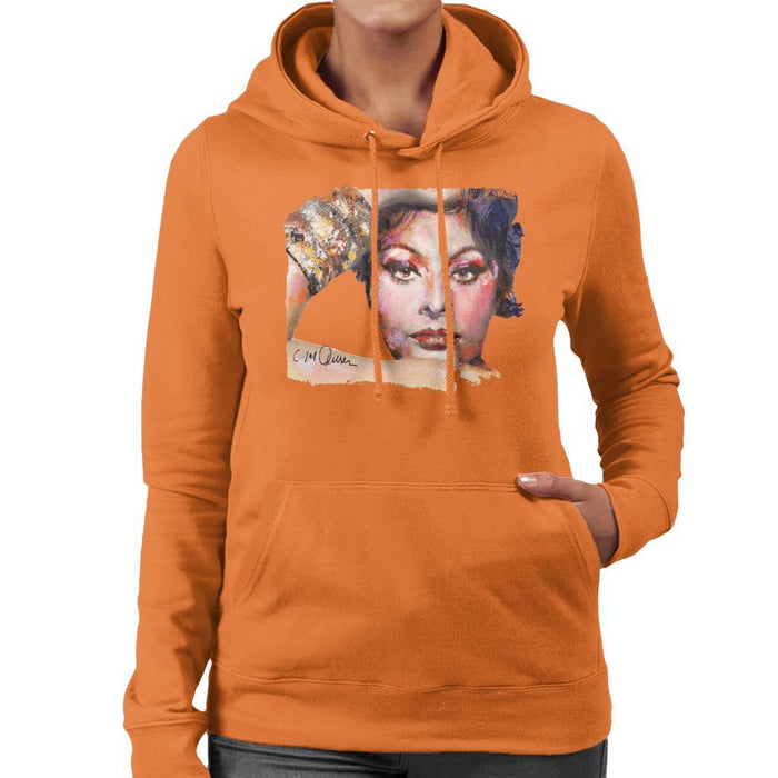Sidney Maurer Original Portrait Of Sophia Loren Womens Hooded Sweatshirt - Womens Hooded Sweatshirt