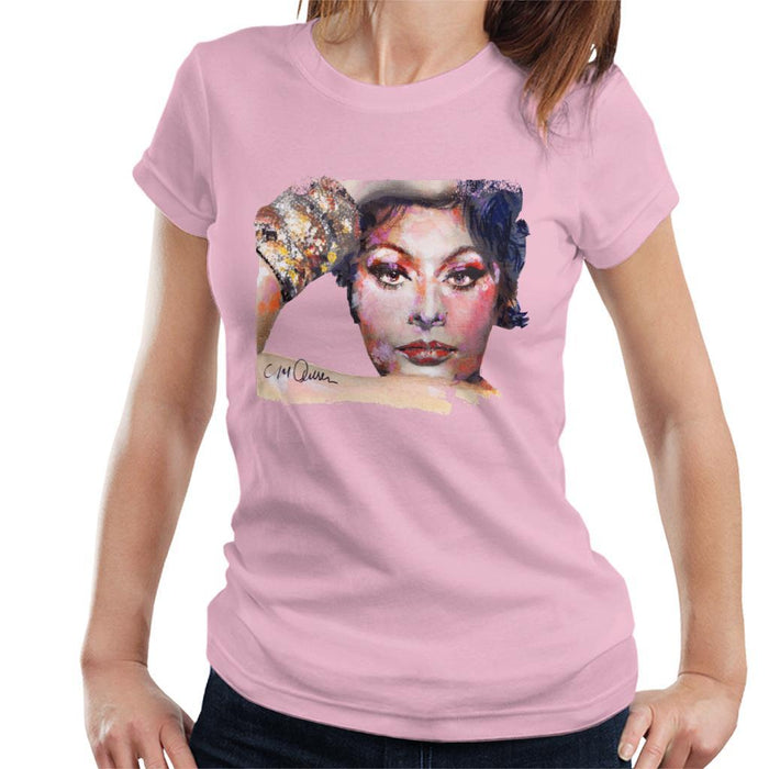 Sidney Maurer Original Portrait Of Sophia Loren Womens T-Shirt - Small / Light Pink - Womens T-Shirt