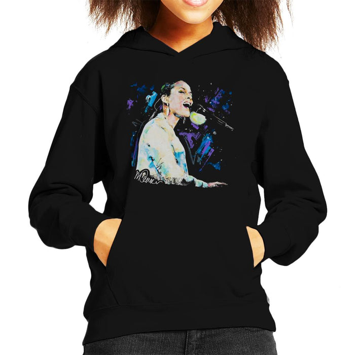 Sidney Maurer Original Portrait Of Alicia Keys Kid's Hooded Sweatshirt