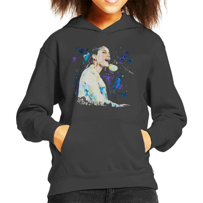 Sidney Maurer Original Portrait Of Alicia Keys Kid's Hooded Sweatshirt