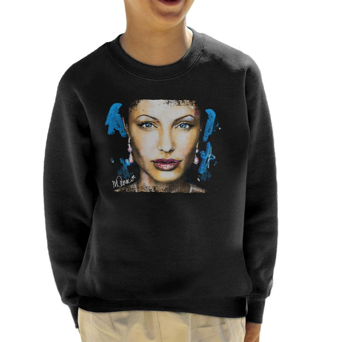 Sidney Maurer Original Portrait Of Angelina Jolie Kid's Sweatshirt