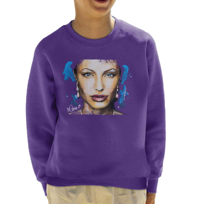 Sidney Maurer Original Portrait Of Angelina Jolie Kid's Sweatshirt