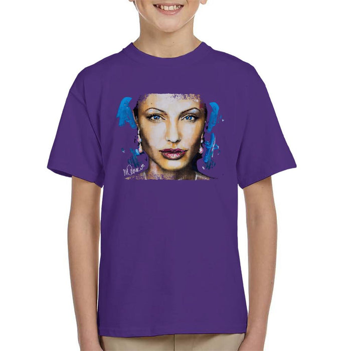 Sidney Maurer Original Portrait Of Angelina Jolie Kid's T-Shirt