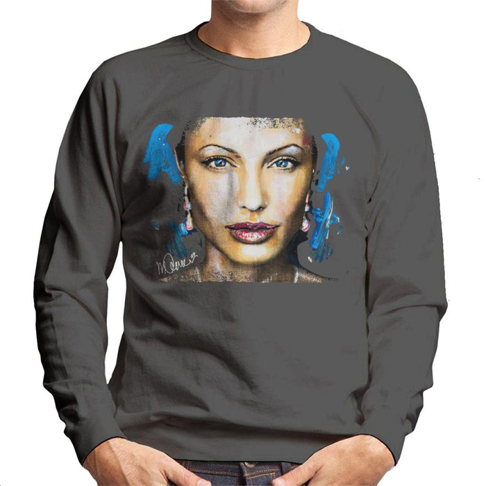 Sidney Maurer Original Portrait Of Angelina Jolie Men's Sweatshirt