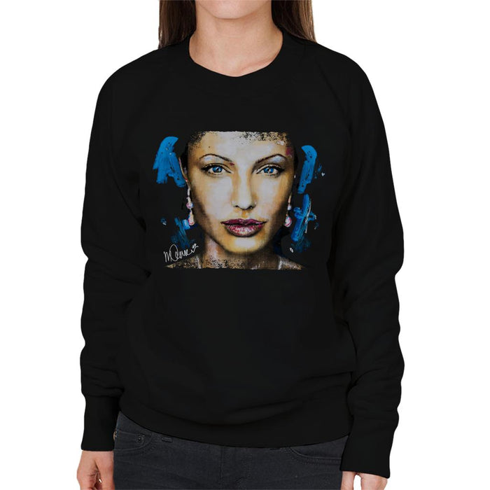 Sidney Maurer Original Portrait Of Angelina Jolie Women's Sweatshirt