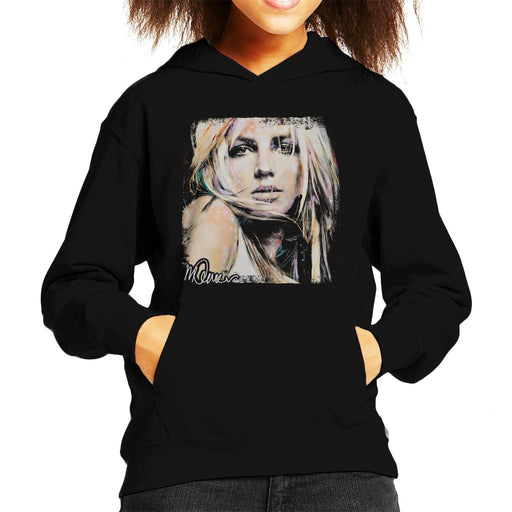 Sidney Maurer Original Portrait Of Britney Spears Kid's Hooded Sweatshirt