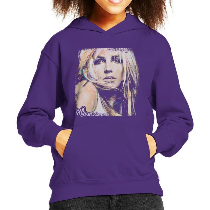 Sidney Maurer Original Portrait Of Britney Spears Kid's Hooded Sweatshirt