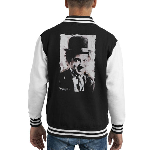 Sidney Maurer Original Portrait Of Charlie Chaplin Smiling Kid's Varsity Jacket