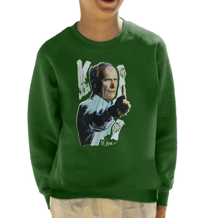 Sidney Maurer Original Portrait Of Clint Eastwood Gran Torino Kid's Sweatshirt