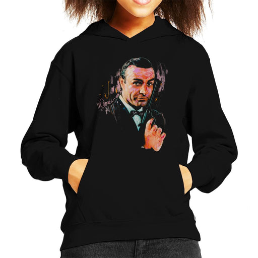 Sidney Maurer Original Portrait Of Sean Connery James Bond Kid's Hooded Sweatshirt