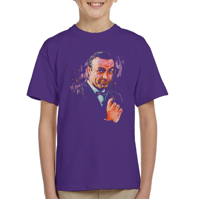 Sidney Maurer Original Portrait Of Sean Connery James Bond Kid's T-Shirt