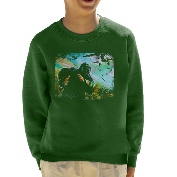 Sidney Maurer Original Portrait Of King Kong Vs Planes Kid's Sweatshirt