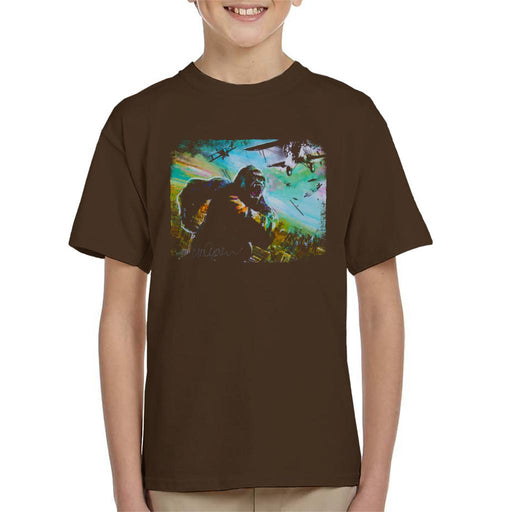 Sidney Maurer Original Portrait Of King Kong Vs Planes Kid's T-Shirt