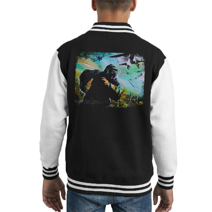 Sidney Maurer Original Portrait Of King Kong Vs Planes Kid's Varsity Jacket