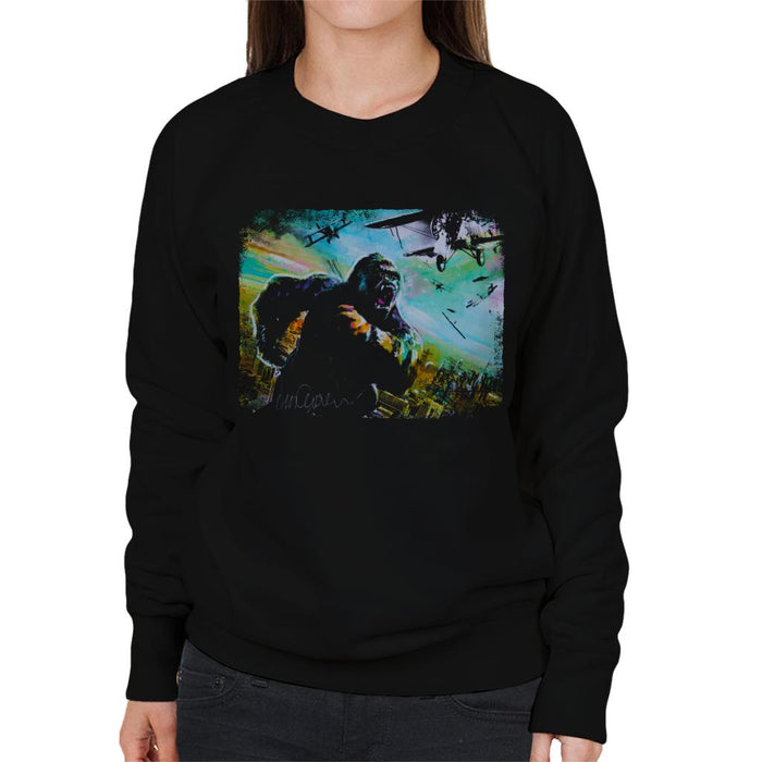 Sidney Maurer Original Portrait Of King Kong Vs Planes Women's Sweatshirt