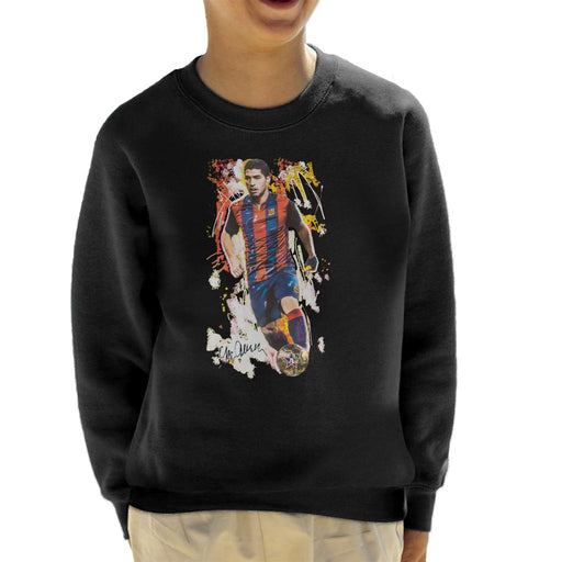 Sidney Maurer Original Portrait Of Luis Suarez Barcelona Kid's Sweatshirt