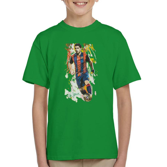 Sidney Maurer Original Portrait Of Luis Suarez Barcelona Kid's T-Shirt