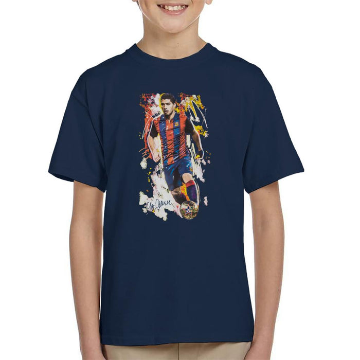 Sidney Maurer Original Portrait Of Luis Suarez Barcelona Kid's T-Shirt