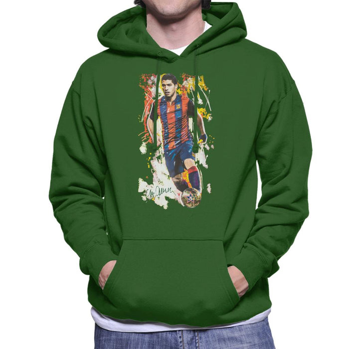 Sidney Maurer Original Portrait Of Luis Suarez Barcelona Men's Hooded Sweatshirt
