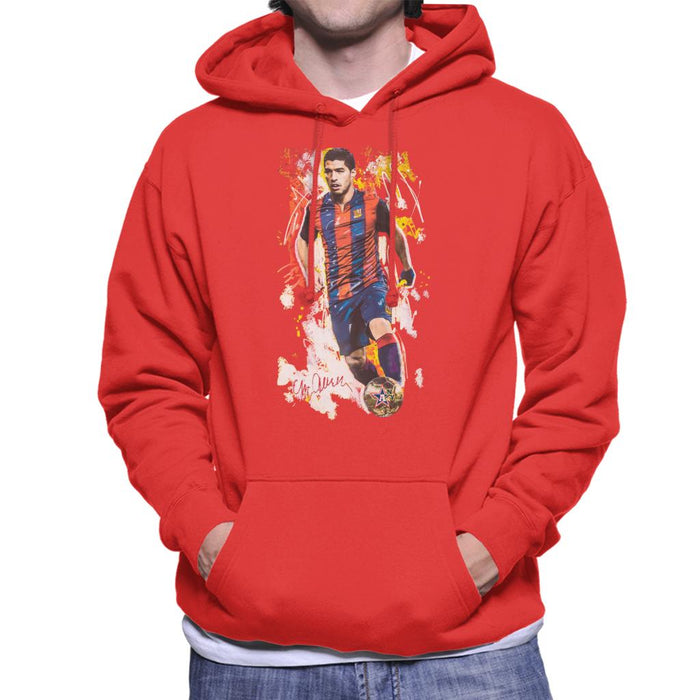 Sidney Maurer Original Portrait Of Luis Suarez Barcelona Men's Hooded Sweatshirt