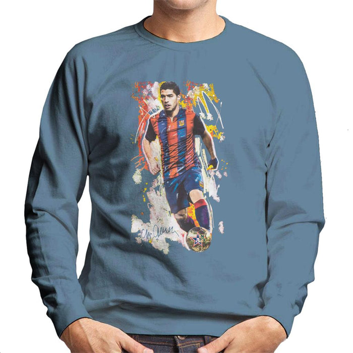 Sidney Maurer Original Portrait Of Luis Suarez Barcelona Men's Sweatshirt