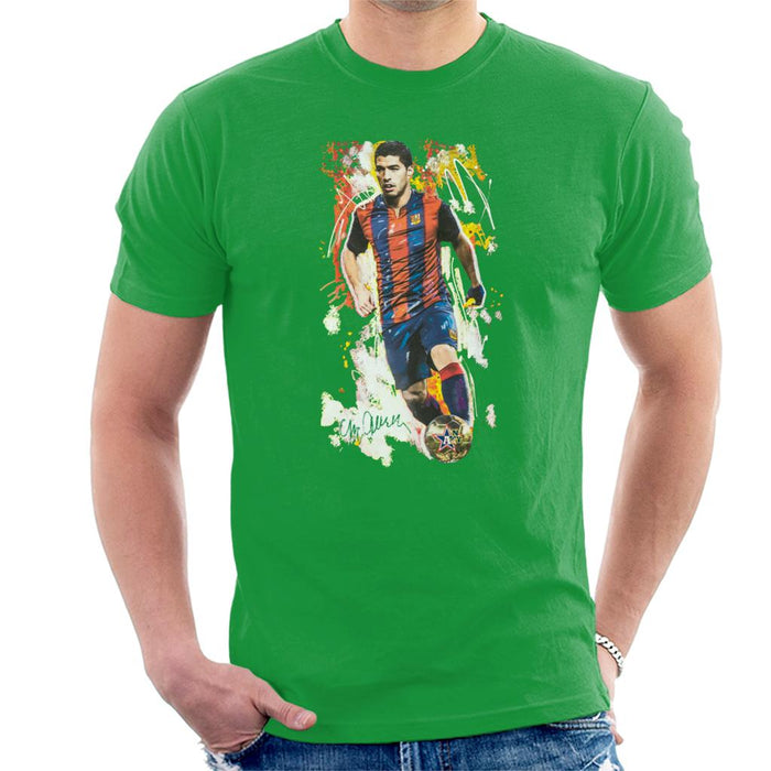 Sidney Maurer Original Portrait Of Luis Suarez Barcelona Men's T-Shirt