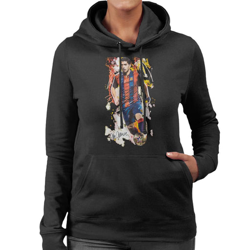 Sidney Maurer Original Portrait Of Luis Suarez Barcelona Women's Hooded Sweatshirt