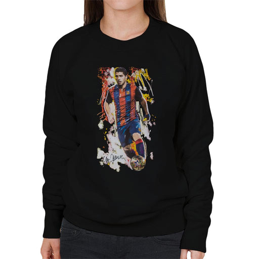 Sidney Maurer Original Portrait Of Luis Suarez Barcelona Women's Sweatshirt