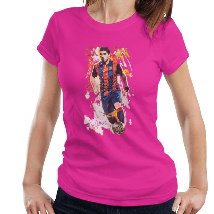 Sidney Maurer Original Portrait Of Luis Suarez Barcelona Women's T-Shirt