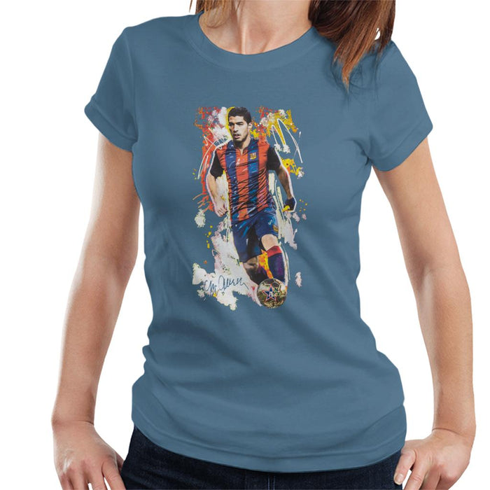 Sidney Maurer Original Portrait Of Luis Suarez Barcelona Women's T-Shirt