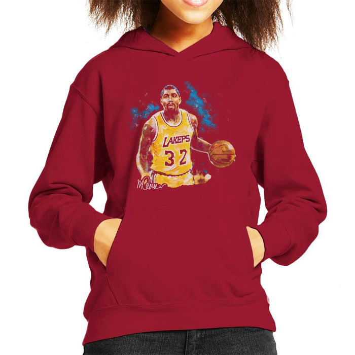 Sidney Maurer Original Portrait Of Magic Johnson Lakers Kid's Hooded Sweatshirt