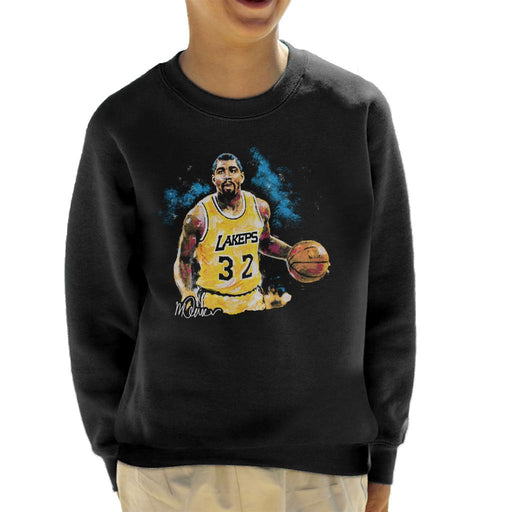 Sidney Maurer Original Portrait Of Magic Johnson Lakers Kid's Sweatshirt