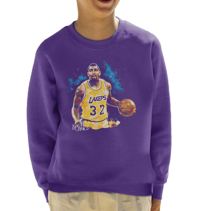 Sidney Maurer Original Portrait Of Magic Johnson Lakers Kid's Sweatshirt