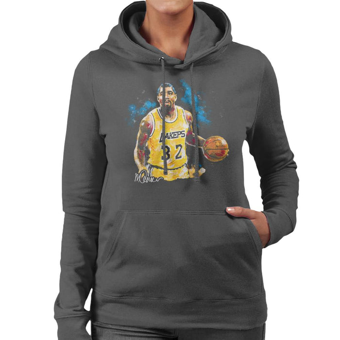 Sidney Maurer Original Portrait Of Magic Johnson Lakers Women's Hooded Sweatshirt