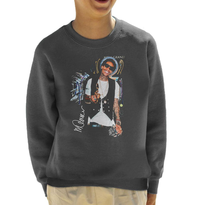 Sidney Maurer Original Portrait Of Wiz Khalifa Billboard Award Kid's Sweatshirt